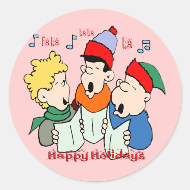 Christmas Carolers Classic Round Sticker (Front)