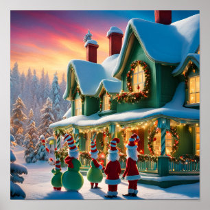 Christmas carolers in Whoville-Inspired  Poster
