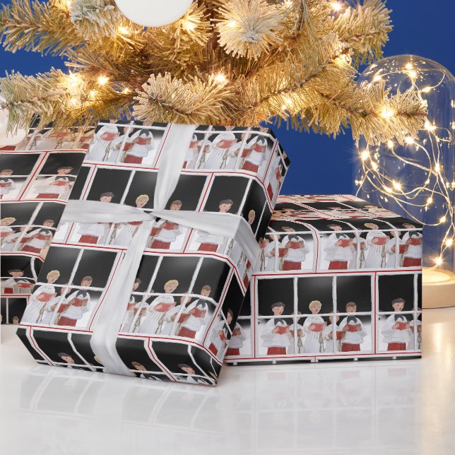 Christmas Carolers In Window Wrapping Paper (Holidays)