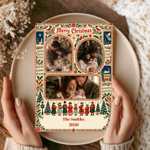 Christmas Carolers Three Photo Holiday Card