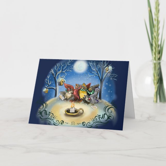 Christmas Caroling Bird Card (Front)