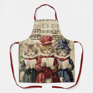 Christmas Caroling Cats Apron