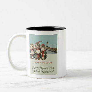 Christmas Caroling Cats Duluth Minnesota Two-Tone Coffee Mug