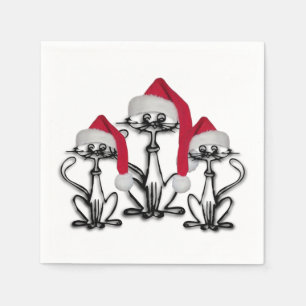 Christmas Caroling Cats Joyous Fun Napkin