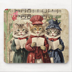 Christmas Caroling Cats Mouse Pad