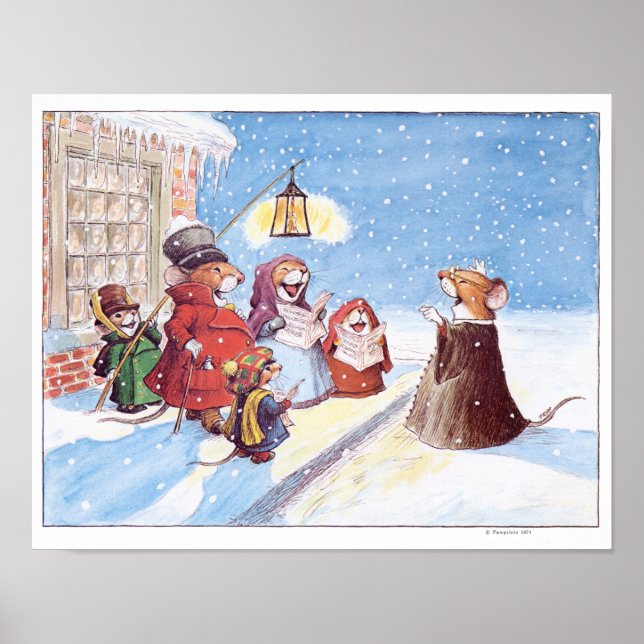 Christmas Caroling Mice Print (Front)