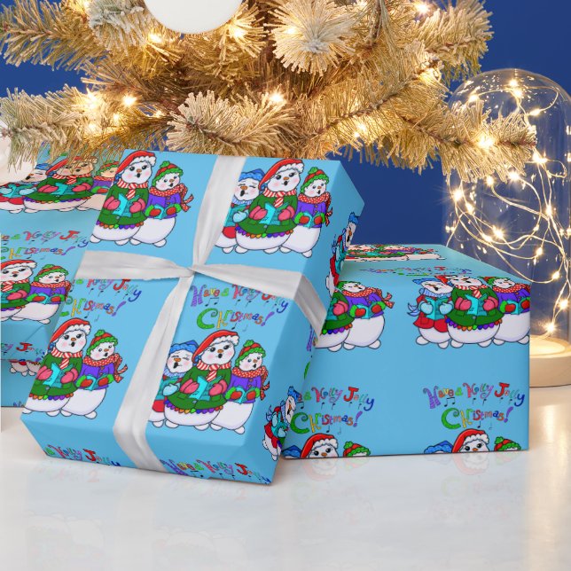 Christmas Caroling Snowpeople Wrapping Paper (Holidays)