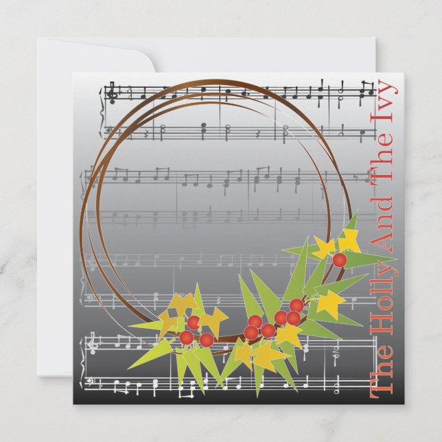 Christmas Carols Holly Card/Invitation Invitation (Front)
