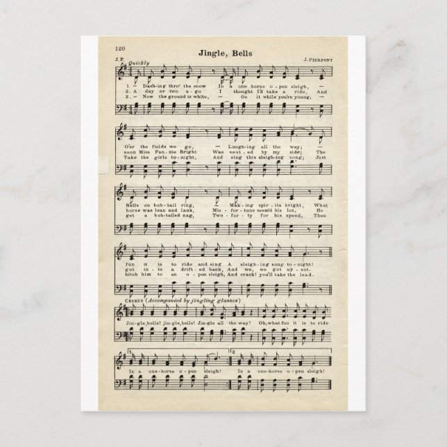 Christmas Carols: Jingle Bells Holiday Postcard (Front)