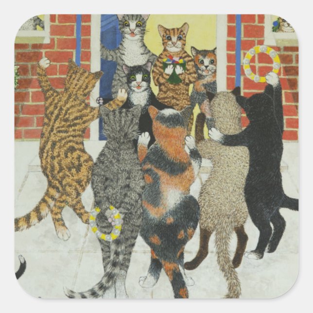 Christmas carols square sticker (Front)