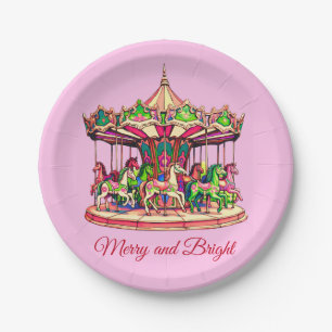 Christmas Carousel in Candy Stripes Paper Plate