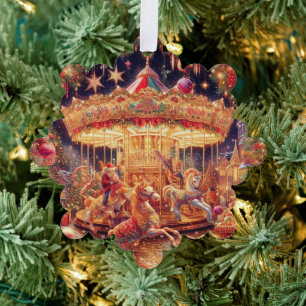 'Christmas Carousel Joy' Paper Ornament Card