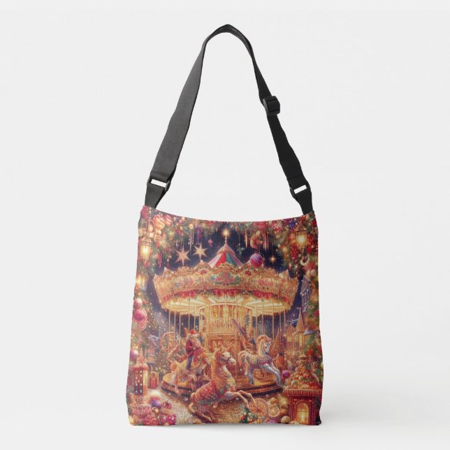 'Christmas Carousel Joy' Tote Bag (Front)