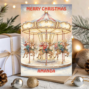 Christmas Carousel Magic Kids Card