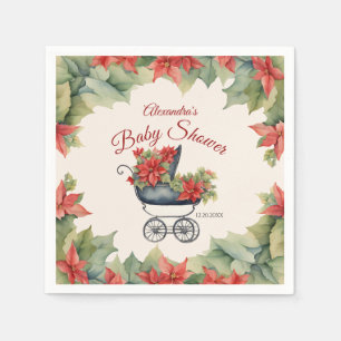 Christmas Carriage Baby Shower Napkin
