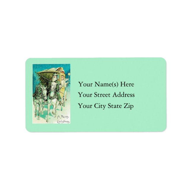 Christmas Carriage Ride Vintage Address Label (Front)