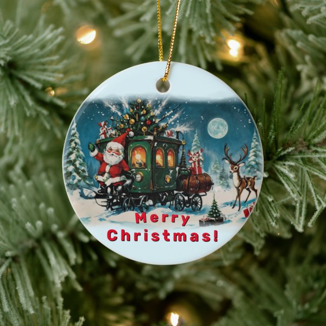 Christmas Carriage - Santa's Delivery Wagon Ceramic Ornament (Tree)