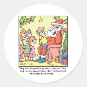 Christmas Cartoon about Santas New Glasses Classic Round Sticker