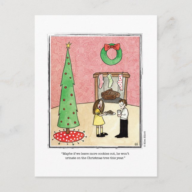 CHRISTMAS cartoon by Ellen Elliott Holiday Postcard (Front)