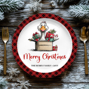 Christmas Cartoon Goose Humor Playful Party Plates