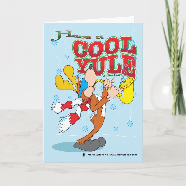 Christmas Cartoon Jazz 5x7 Holiday Card (Front)