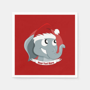 Christmas cartoon of cute elephant napkins