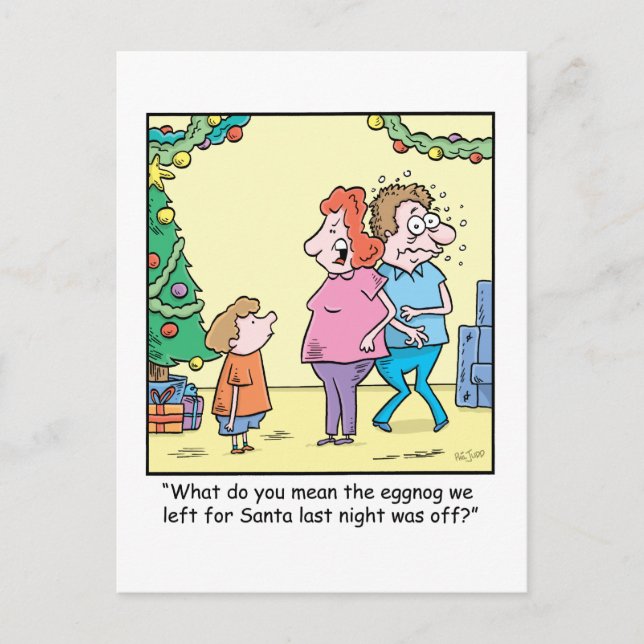 Christmas Cartoon Off Eggnog Holiday Postcard (Front)