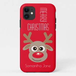 Christmas Cartoon Reindeer Character Red Named iPhone 11 Case