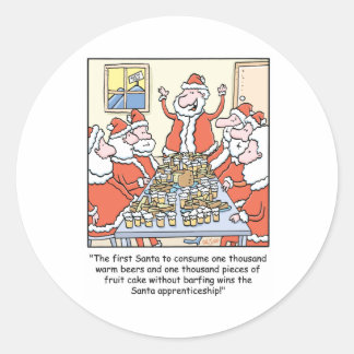 Christmas Cartoon Santa Apprenticeship Classic Round Sticker
