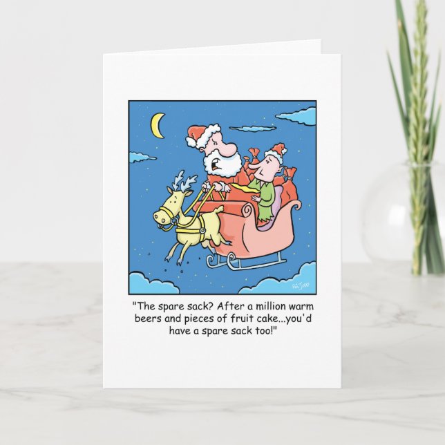 Christmas Cartoon Santa Claus Sick Holiday Card (Front)