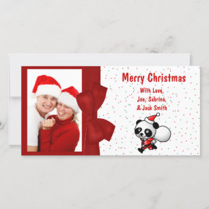 Christmas Cartoon Santa Panda Bear Photo Card