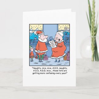 Christmas Cartoon Santa's Good and Bad list. Holiday Card