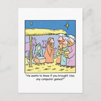 Christmas Cartoon Three Wise Kings Computer Games Holiday Postcard