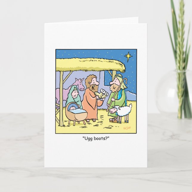 Christmas Cartoon Ugg Boots Holiday Card (Front)
