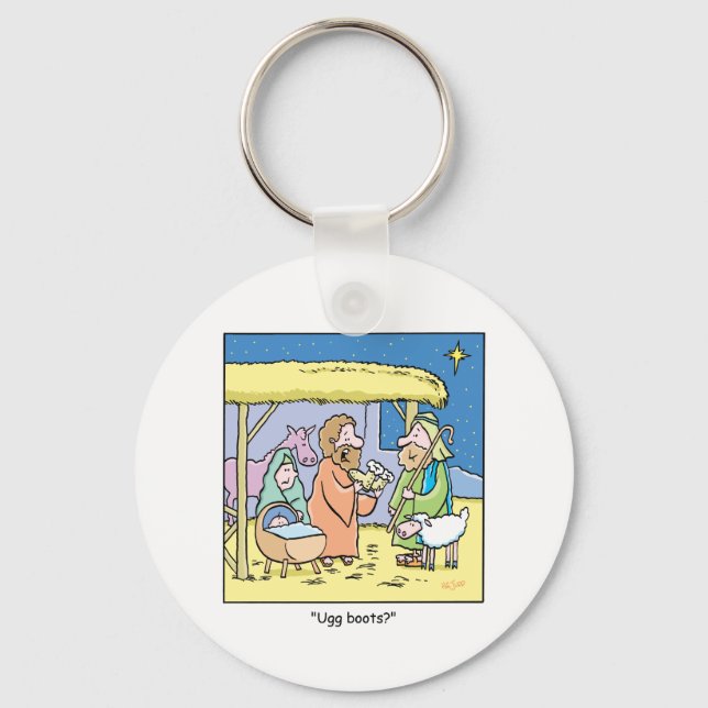 Christmas Cartoon Ugg Boots Keychain (Front)