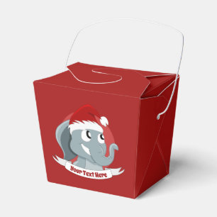 Christmas cartoon with a cute elephant favour box