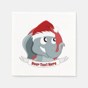 Christmas cartoon with a cute elephant napkins