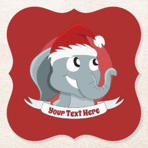 Christmas cartoon with a cute elephant paper coast paper coaster