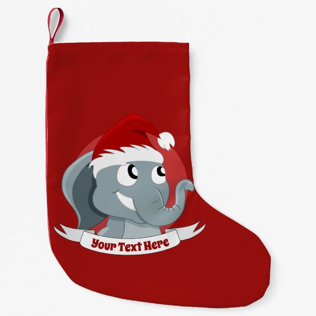 Christmas cartoon with a cute elephant small chris small christmas stocking (Front)