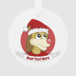 Christmas cartoon with a cute lion ornament