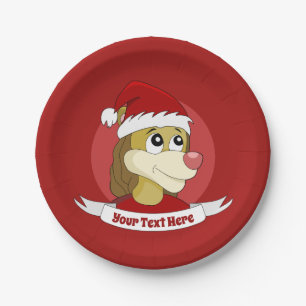 Christmas cartoon with a cute lion paper plates