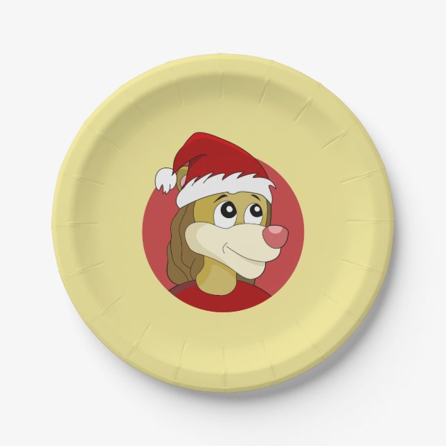 Christmas cartoon with a cute lion paper plates (Front)