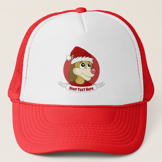 Christmas cartoon with a cute lion trucker hat (Front)