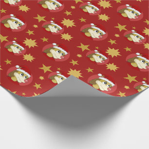 Christmas cartoon with a cute lion wrapping paper