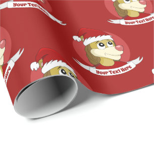 Christmas cartoon with a cute lion wrapping paper