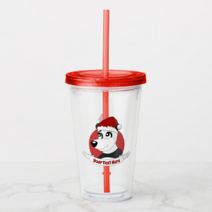 Christmas cartoon with cute panda bear acrylic tum tumbler