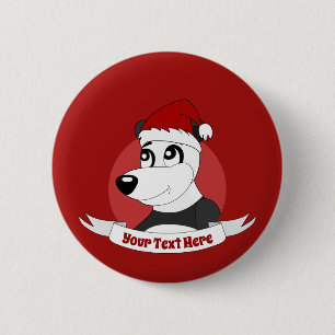 Christmas cartoon with cute panda bear button