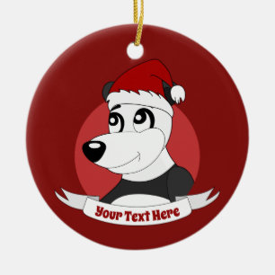 Christmas cartoon with cute panda bear ceramic orn ceramic ornament