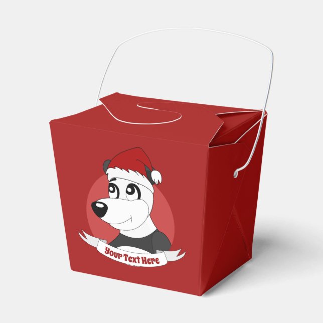 Christmas cartoon with cute panda bear favour box (Front Side)