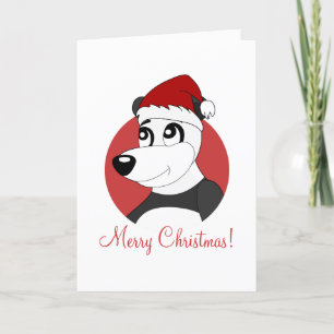 Christmas cartoon with cute panda bear holiday car card